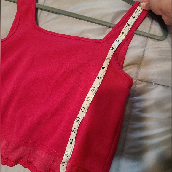 NWT Hot Pink Faux Corset Tank Top - Picture 9 of 11